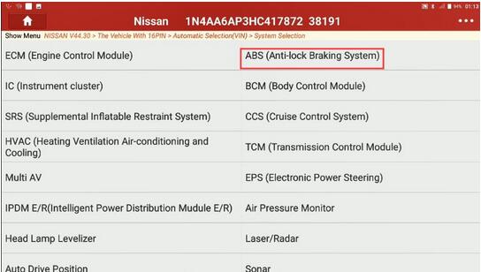 Decel G Sensor Calibration for Nissan Maxima 2017 by Launch X431 3